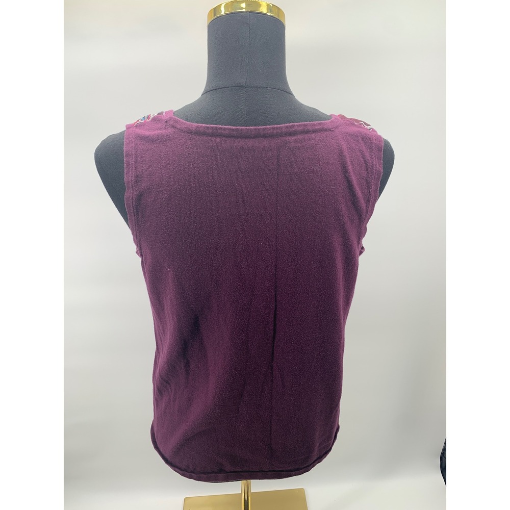 Chicos Mixed Media Paisley Print Tank Top Plum Burgundy Womens Size 1 Medium - Picture 3 of 5